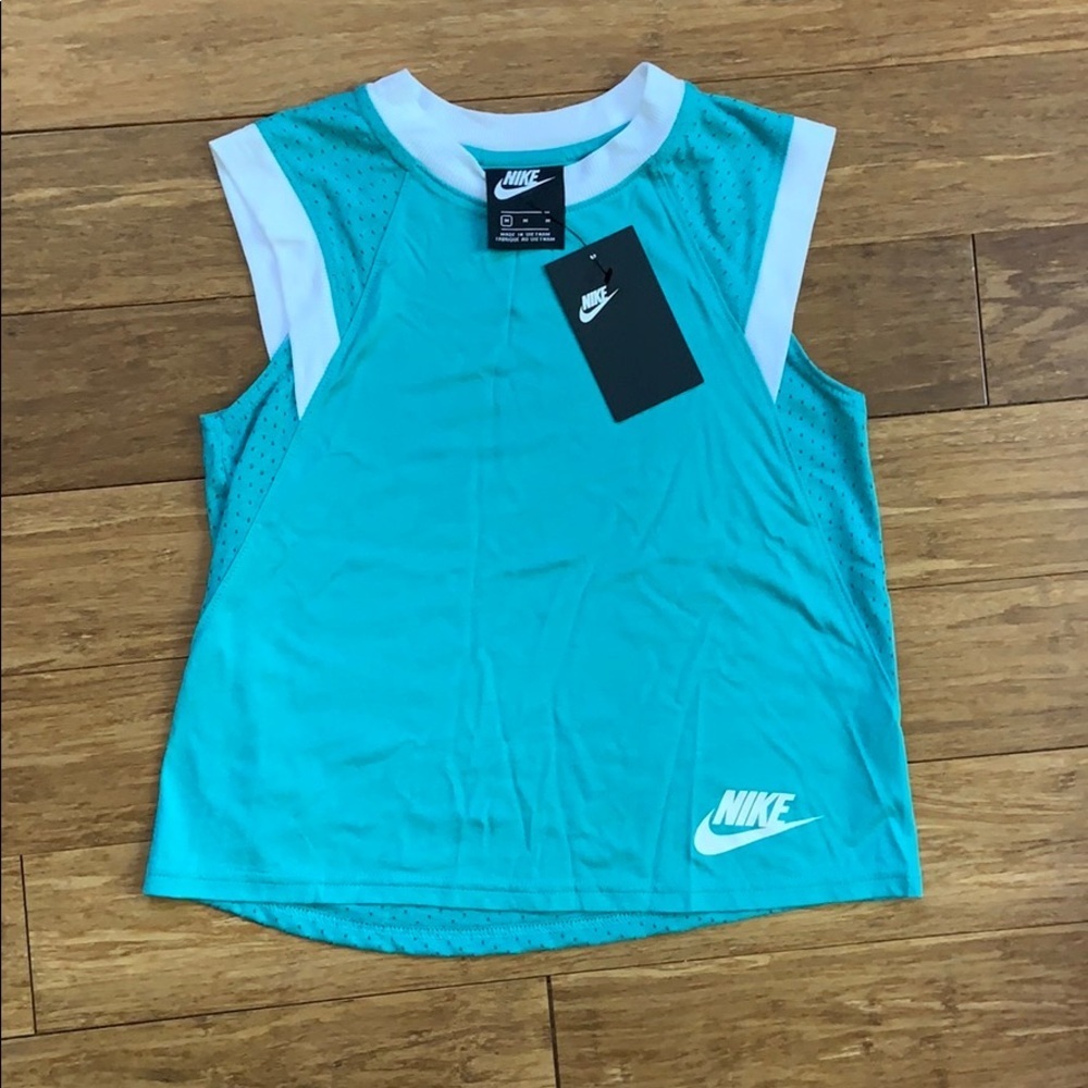 ☀️ 3/$36 or 2/$30 NEW NIKE Girls Aqua Sleeveless Midi Tank Sz Medium